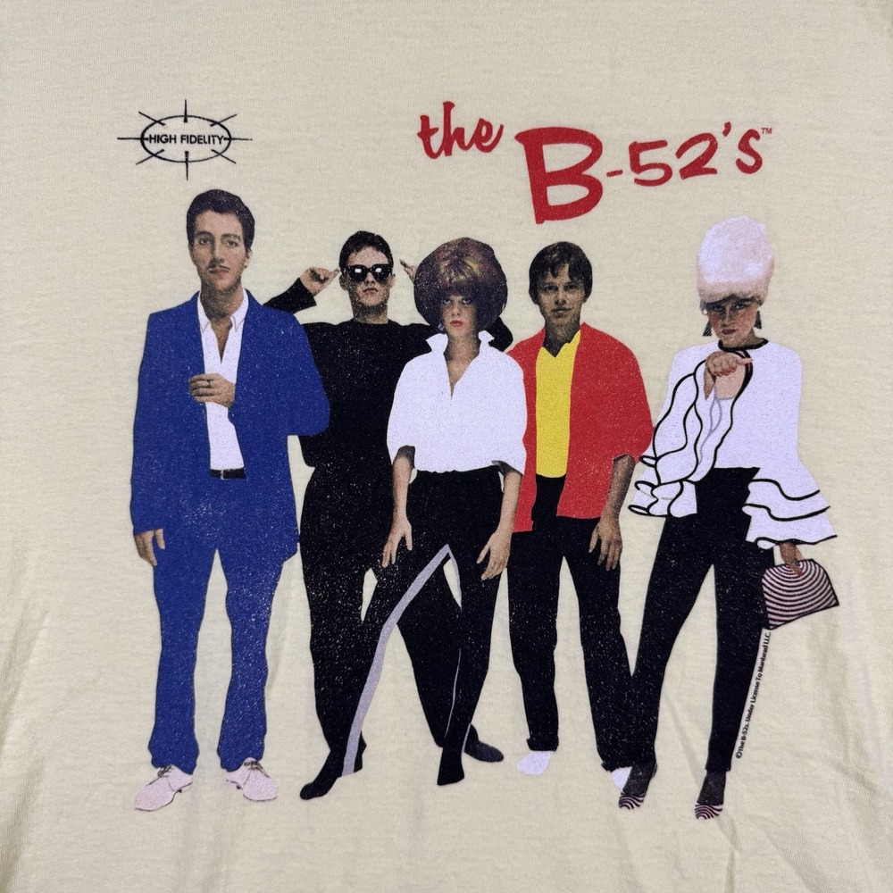 American Classics The B-52's T-Shirt Large Yellow High Fidelity Band Graphic Tee - Picture 3 of 6